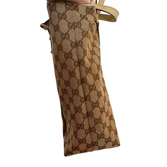 GUCCI GG Canvas Web Jolicoeur Tote includes monogrammed GG Black Dust Bag - Picture 9 of 16